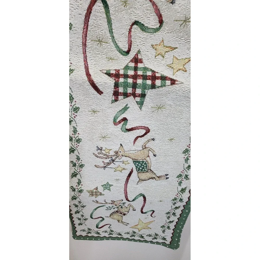 Reversible Tapestry Christmas & Thanksgiving Table Runner Festive Holiday Home
